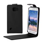 Vertical Flip Magnetic Button Leather Case for Galaxy S6 Active / G890(Black)