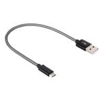 25cm Net Style Metal Head Micro USB to USB 2.0 Data / Charger Cable(Black)