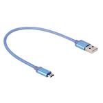 25cm Net Style Metal Head Micro USB to USB 2.0 Data / Charger Cable(Blue)