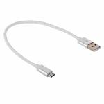 25cm Net Style Metal Head Micro USB to USB 2.0 Data / Charger Cable(White)