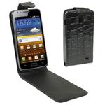 Crocodile Texture Vertical Flip Leather Case for Galaxy SII ITE / i9210 (Black)