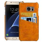 For Galaxy S7 Edge/ G935 Oil Wax Texture Leather Back Cover Case with Card Slots (Yellow)