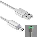 1m Woven Style Micro USB to USB 2.0 Data Sync Cable with LED Indicator Light(Silver)
