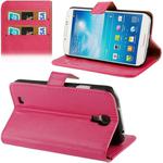 Fine Sheepskin Texture Flip Leather Case with Credit Card Slots & Holder for Galaxy S IV  / i9500(Magenta)