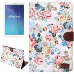 Flower Pattern Cloth Surface Horizontal Flip Leather Case with Wallet & Card Slots & Holder for Galaxy Tab E 9.6 / T560(White)