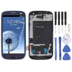 Original Super AMOLED LCD Screen for Samsung Galaxy SIII / i9300 Digitizer Full Assembly with Frame (Blue)