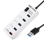 4 Ports USB 3.0 + 1 Port Fast Charging Hub with ON/OFF Switch (BYL-3011)(White)
