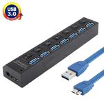 7 Ports USB 3.0 HUB, Super Speed 5Gbps, Plug and Play, Support 1TB(Black)