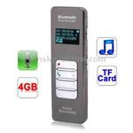 Digital Voice Recorder MP3 Player with 4GB Memory, Support Mobile Bluetooth recording, Mobile Phone Answering & Redialing, Telephone recording, TF Card, Timer recording, Built in rechargeable Lithium-ion battery (188)(Grey)