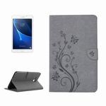 For Galaxy Tab A 7.0 Pressed Flowers Butterfly Pattern Horizontal Flip PU Leather Case with Magnetic Buckle & Holder & Card Slots & Wallet(Grey)