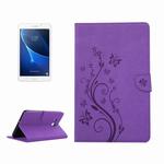 For Galaxy Tab A 7.0 Pressed Flowers Butterfly Pattern Horizontal Flip PU Leather Case with Magnetic Buckle & Holder & Card Slots & Wallet(Purple)