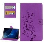For Galaxy Tab A 10.1 (2016) / P580 Butterflies Love Flowers Embossing Horizontal Flip Leather Case with Holder & Card Slots & Wallet(Purple)
