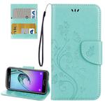For Galaxy A5 (2017) / A520 Butterflies Love Flowers Embossing Horizontal Flip Leather Case with Holder & Card Slots & Wallet & Lanyard(Green)