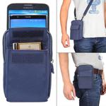 6.4 inch and Below Universal Polyester Men Vertical Style Case Shoulder Carrying Bag with Belt Hole & Climbing Buckle, For iPhone, Samsung, Sony, Huawei, Meizu, Lenovo, ASUS, Oneplus, Xiaomi, Cubot, Ulefone, Letv, DOOGEE, Vkworld, and other (Dark Blue)