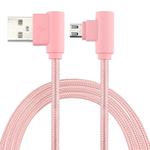 25cm USB to Micro USB Nylon Weave Style Double Elbow Charging Cable, For Samsung / Huawei / Xiaomi / Meizu / LG / HTC and Other Smartphones (Pink)