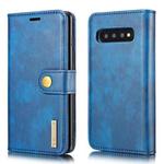 DG.MING Crazy Horse Texture Flip Detachable Magnetic Leather Case for Samsung Galaxy S10 E, with Holder & Card Slots & Wallet(Blue)