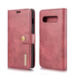 DG.MING Crazy Horse Texture Flip Detachable Magnetic Leather Case for Samsung Galaxy S10, with Holder & Card Slots & Wallet(Red)