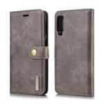 DG.MING Crazy Horse Texture Flip Detachable Magnetic Leather Case for Galaxy A7 (2018), with Holder & Card Slots & Wallet (Grey)