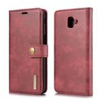 DG.MING Crazy Horse Texture Flip Detachable Magnetic Leather Case for Galaxy J6 Plus, with Holder & Card Slots & Wallet (Red)