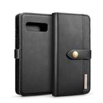 DG.MING Lambskin Detachable Horizontal Flip Magnetic Case for Galaxy S10, with Holder & Card Slots & Wallet (Black)