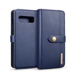 DG.MING Lambskin Detachable Horizontal Flip Magnetic Case for Galaxy S10, with Holder & Card Slots & Wallet (Blue)