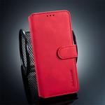 DG.MING Retro Oil Side Horizontal Flip Case for Galaxy S10 E, with Holder & Card Slots & Wallet (Red)