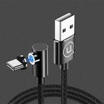 USAMS US-SJ445 U54 USB to USB-C / Type-C Right-angle Aluminum Alloy Magnetic Charging Cable, Length: 1m(Black)