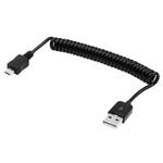 Micro USB Data / Charger Retractable Coiled Cable, Coiled Cable Stretches to 90cm, For Samsung / Huawei / Xiaomi / Meizu / LG / HTC and Other Smartphones(Black)