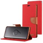 GOOSPERY CANVAS DIARY for Galaxy S9 Canvas Texture Horizontal Flip Leather Case with Holder & Card Slots & Wallet(Red)