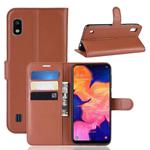 Litchi Texture Horizontal Flip Leather Case for Galaxy A10, with Wallet & Holder & Card Slots (Brown)