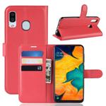 Litchi Texture Horizontal Flip Leather Case for Galaxy A30, with Wallet & Holder & Card Slots (Red)