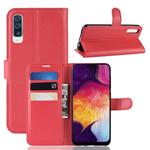 Litchi Texture Horizontal Flip Leather Case for Galaxy A50, with Wallet & Holder & Card Slots (Red)