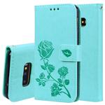 Rose Embossed Horizontal Flip PU Leather Case for Galaxy S10e, with Holder & Card Slots & Wallet (Green)