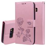 Rose Embossed Horizontal Flip PU Leather Case for Galaxy S10e, with Holder & Card Slots & Wallet (Rose Gold)