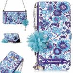 For Galaxy S8 Horizontal Flip Leather Case with Holder & Card Slots & Pearl Flower Ornament & Chain