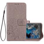 For Galaxy S9 Lucky Clover Pressed Flowers Pattern Horizontal Flip Leather Case with Holder & Card Slots & Wallet & Hand Strap (Grey)