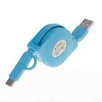 1m 2A Two in One Retractable Micro USB to Type-C Data Sync Charging Cable, For Galaxy, Huawei, Xiaomi, LG, HTC and Other Smart Phones, Rechargeable Devices(Blue)