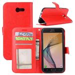 For Galaxy J7 (2017) (US Version) Crazy Horse Texture Horizontal Flip Leather Case with Holder & Card Slots & Wallet & Photo Frame (Red)