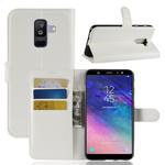 For Galaxy A6+ 2018 Litchi Texture Horizontal Flip Leather Case with Holder & Card Slots & Wallet(White)