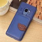 Leaf Style Magnetic Leather Case for Galaxy S9, with Holder & Card Slots & Wallet & Photo Frame(Dark Blue)