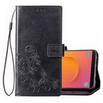 Lucky Clover Pressed Flowers Pattern Leather Case for Galaxy J8 (2018) , with Holder & Card Slots & Wallet & Hand Strap (Black)
