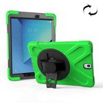 For Galaxy Tab S3 9.7 inch T820 360 Degree Rotation PC + Silicone Protective Case with Holder & Hand-strap (Green)