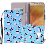 Panda Pattern Colored Drawing Horizontal Flip Leather Case for Galaxy J4 (EU Version) (2018), with Holder & Card Slots & Wallet & Lanyard