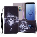 Chimpanzee Pattern Colored Drawing Horizontal Flip Leather Case for Galaxy S9, with Holder & Card Slots & Wallet & Lanyard