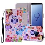 Colored Owl Pattern Colored Drawing Horizontal Flip Leather Case for Galaxy S9, with Holder & Card Slots & Wallet & Lanyard