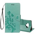 Embossed Butterfly Pattern Horizontal Flip Leather Case with Card Slot & Holder & Wallet & Lanyard For Galaxy Note9(Green)