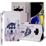 Husky Pattern Colored Drawing Horizontal Flip Leather Case for Galaxy Note9, with Holder & Card Slots & Wallet & Lanyard