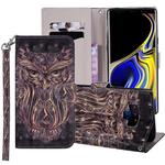 Owl Pattern Colored Drawing Horizontal Flip Leather Case for Galaxy Note9, with Holder & Card Slots & Wallet & Lanyard