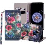 Rose Flower Pattern Colored Drawing Horizontal Flip Leather Case for Galaxy S9, with Holder & Card Slots & Wallet & Lanyard