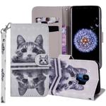 Cat In The Mirror Pattern Colored Drawing Horizontal Flip Leather Case for Galaxy S9, with Holder & Card Slots & Wallet & Lanyard